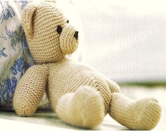 Easy Knit Teddy Bear Garter Stitch Baby Boys Girls Toy PDF Knitting Pattern DK 8ply Height 30cm Downloadable