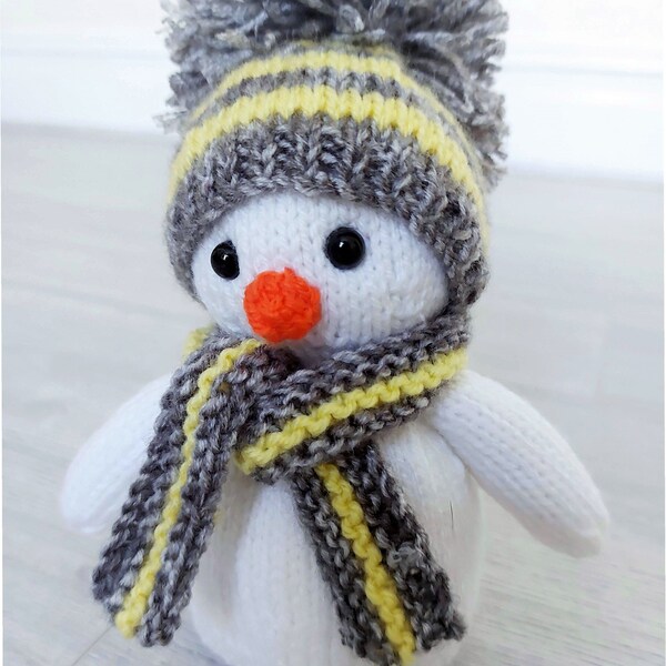 PDF Knitting Pattern Cute Snowman Christmas Novelty Toy & Chocolate Orange Cover Decoration Ornament DK ( 8 ply ) 15cm Download