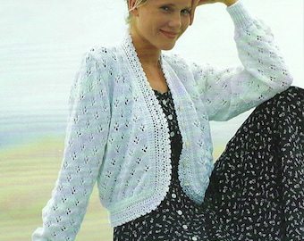 Ladies Lace Edge Bolero Womens Summer Jacket Cardigan PDF Knitting Pattern DK 8ply 30 - 44" Vintage Downloadable