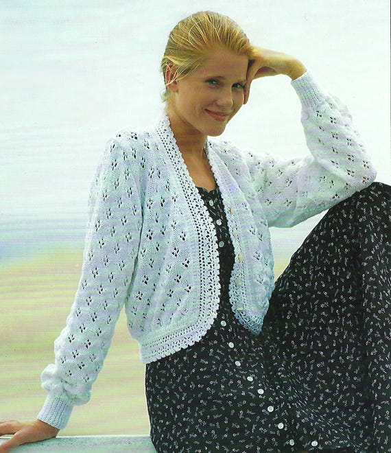Ladies Lace Edge Bolero Womens Summer Jacket Cardigan PDF Knitting