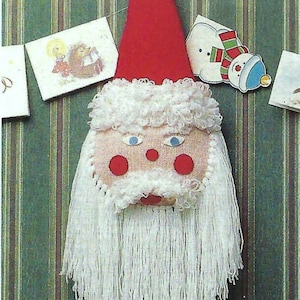 Santa Wall Hanging Xmas Decoration Father Christmas PDF Knitting Pattern DK ( 8 ply ) Festive Decor 48 x 24cm excluding Beard Vintage