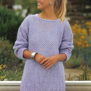Knitting Pattern PDF Ladies Lacy Tunic Sweater Women's Beach Coverup Jumper Top DK 8ply 30 - 44" Plus Sizes Vintage Downloadable