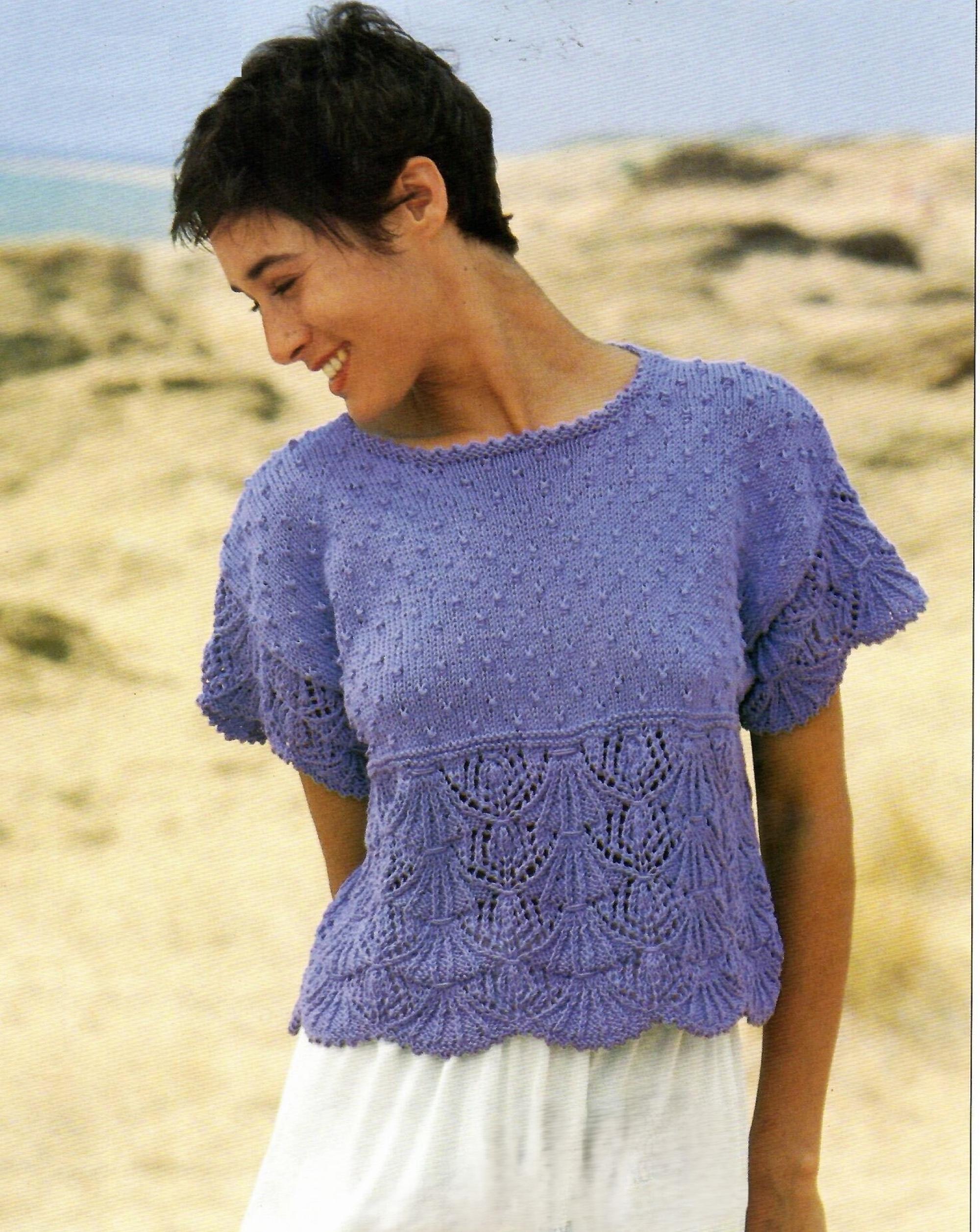 Ladies Scalloped Edge Fan Lace Summer Top Womens Short Sleeve