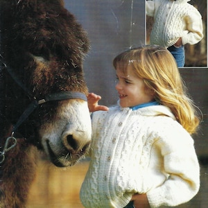 Baby Boys Girls Cable Hooded Jacket Toddler Aran Cardigan PDF Knitting Pattern 10ply Worsted 20 - 30&quot; 6mths - 10 yrs Vintage Downloadable