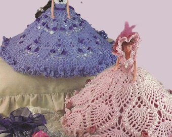 PDF Crochet Pattern 11.5" Teenage Fashion Doll Dress Ballgown 2 Gown Designs Aran Worsted DK 8ply Frilly Lace Outfit & Hat Downloadable