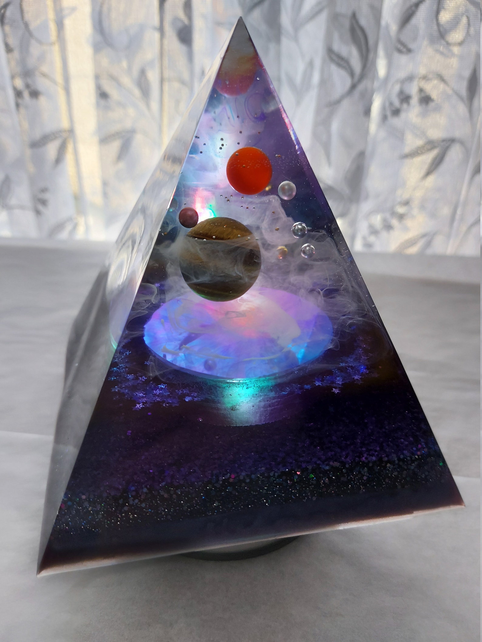 Handmade Light Up Resin Galaxy Pyramid Crystal Space Etsy