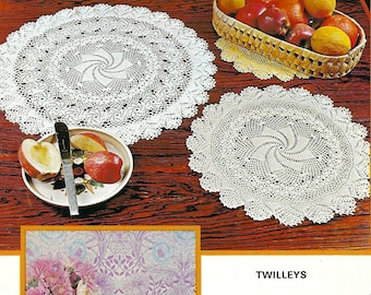 PDF Crochet Pattern Doily Lace Table Mat Round & Oval Center Piece Placemat Doilies No.20 Cotton Vintage Download