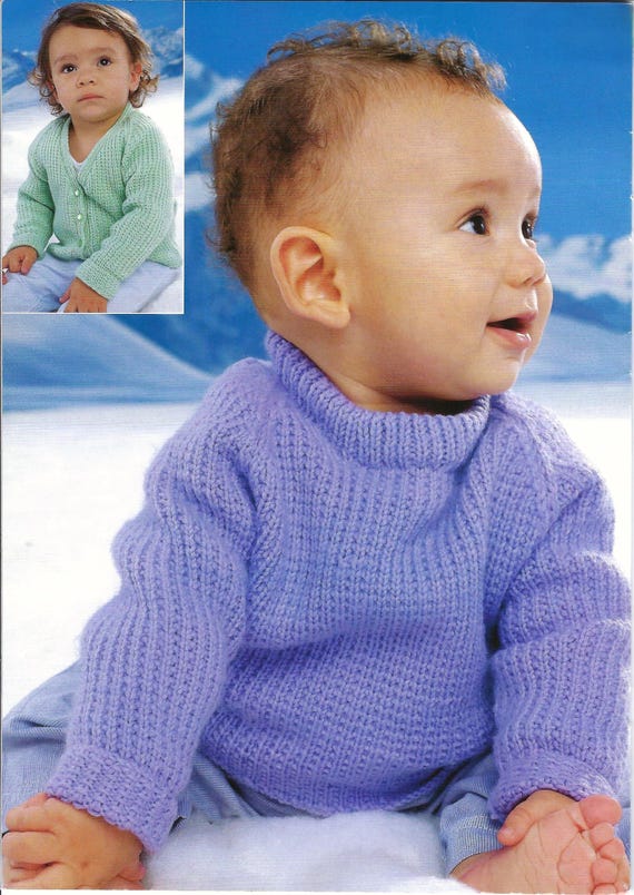 Baby Boys Girls Slip Rib Raglan Cardigan Sweater PDF Knitting