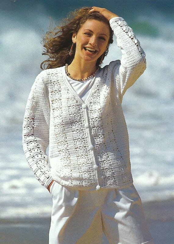 Crochet Pattern PDF Ladies Girls V Neck Cardigan Womens Summer
