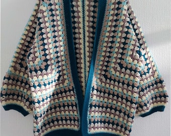 PDF Crochet Pattern Granny Square Hexi Cardi 0 - Adult Girls Ladies Boho Hexagon Jacket Cardigan Aran DK Worsted Any Yarn Womens Childs