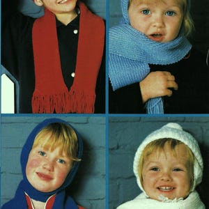 Boys Girls Helmet Hat Balaclava Scarf Cable Beanie PDF Knitting Pattern Age 1 - 11 DK 8ply 4 x Designs Vintage Downloadable