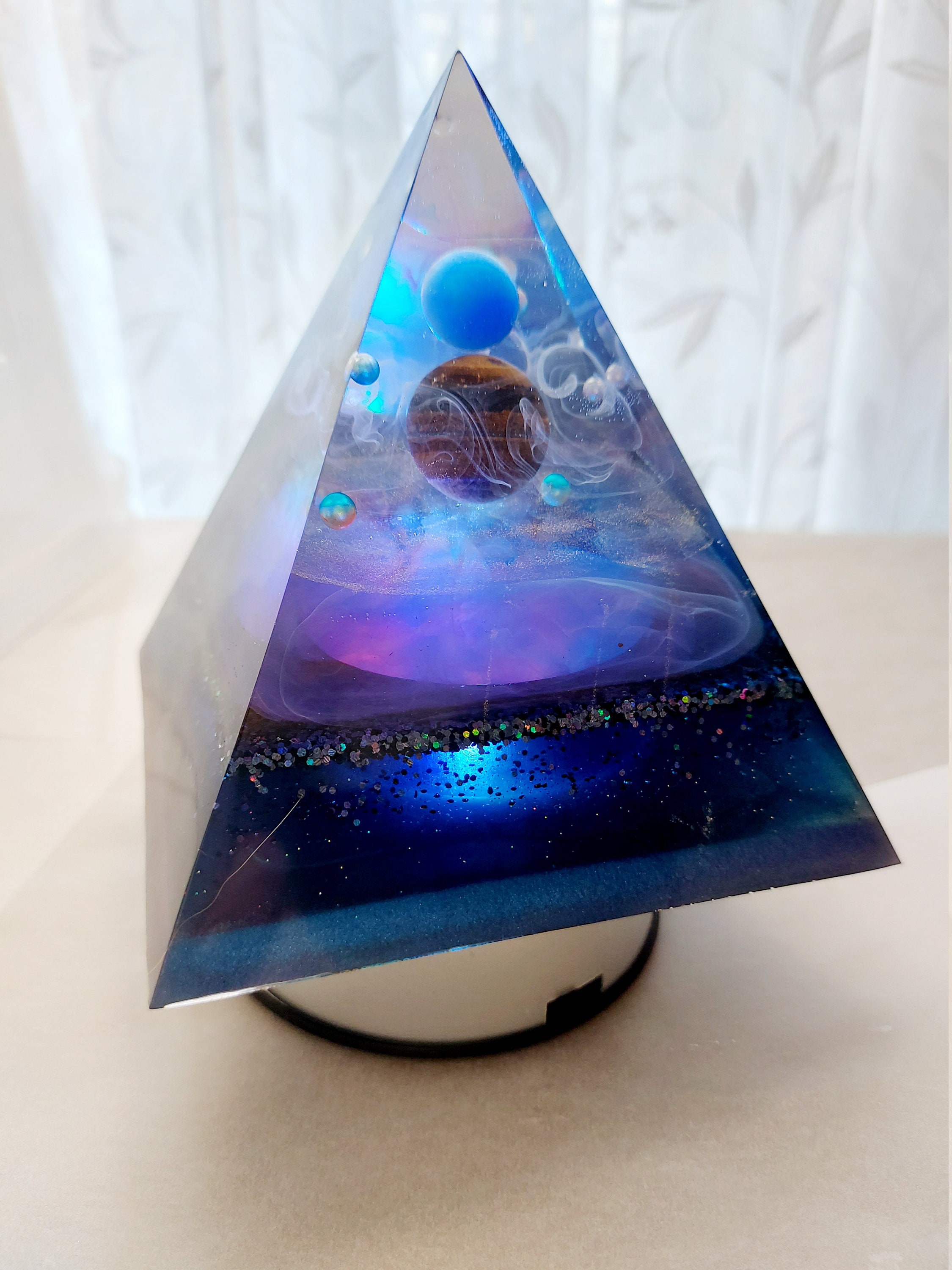 Handmade Light Up Resin Galaxy Pyramid Crystal Space Etsy
