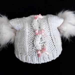 Baby Girls Boys Cable Panel Tea Bag Hat PDF Knitting Pattern Easy Knit Chunky, Bulky, 12 ply Childs 0 - 7 years Downloadable