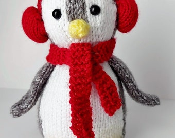 PDF knitting Pattern Christmas Penguin Soft Toy Decoration & Chocolate Orange Cover DK ( 8 ply ) 15cm Download LH030