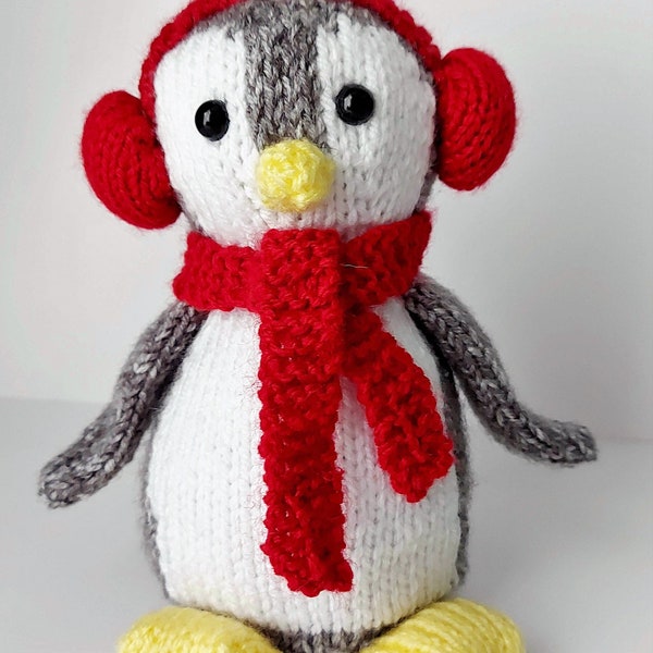 PDF knitting Pattern Christmas Penguin Soft Toy Decoration & Chocolate Orange Cover DK ( 8 ply ) 15cm Download LH030