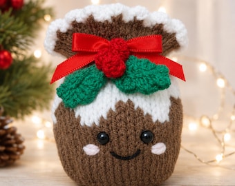 Christmas Pudding Chocolate Orange Cover / Gift Bag Knitting Pattern PDF DK 8ply Height 12cm