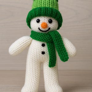 Mini Snowman Soft Toy Christmas Knitting Pattern PDF Boys Girls Intarsia Motif Striped Cardigan Jacket DK Height 20cm Age 1 - 12 Download