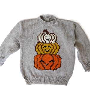 Boys Girls Pumpkin Patch Motif Sweater Spooky Season Halloween Jumper PDF Knitting Pattern DK 8ply Baby Toddler 18 - 26&quot; 3m - 6 yrs Download