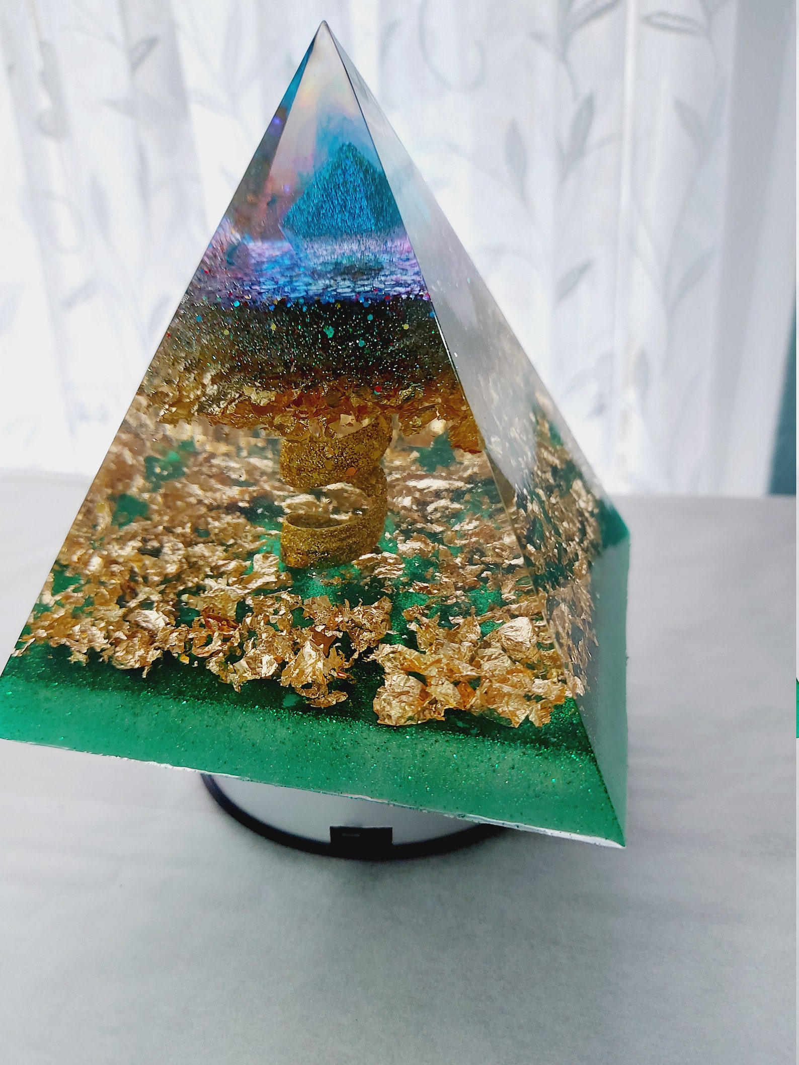 Handmade Resin Pyramid Gold Bling Glitter Green Home Decor | Etsy