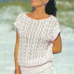 Ladies Lacy Sleeveless Summer Top Sweater PDF Knitting