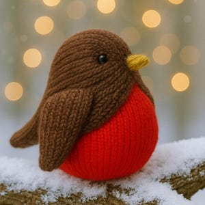 Sweet Christmas Robin Chocolate Orange Cover PDF Knitting Pattern Festive Novelty Food Bath Bomb Cozy DK 8ply Easy Knit Downloadable