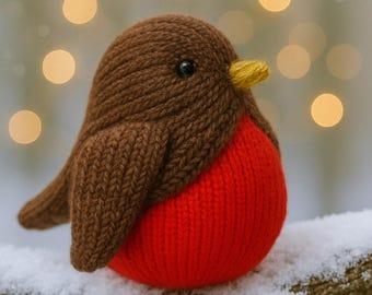 Sweet Christmas Robin Chocolate Orange Cover PDF Knitting Pattern Festive Novelty Food Bath Bomb Cozy DK 8ply Easy Knit Downloadable