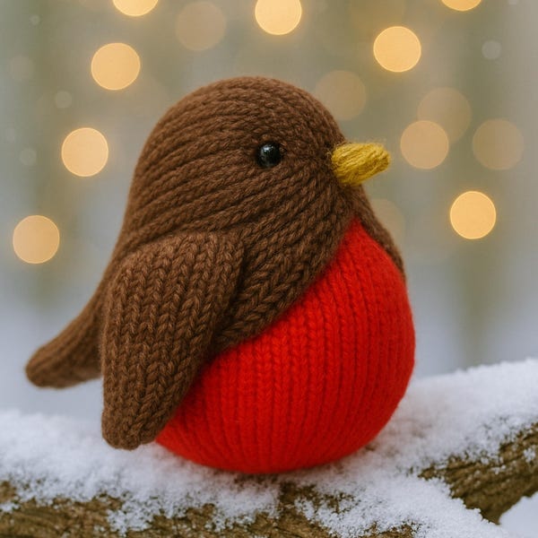 Sweet Christmas Robin Chocolate Orange Cover PDF Knitting Pattern Festive Novelty Food Bath Bomb Cozy DK 8ply Easy Knit Downloadable