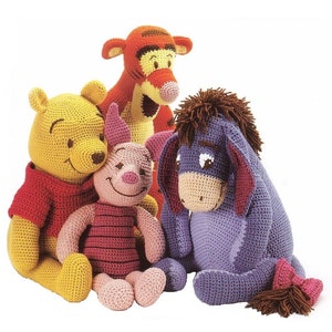 Crochet Pattern Winnie The Pooh & Friends Soft Toy PDF Eeyore Piglet Tigger Aran 10ply Worsted Downloadable