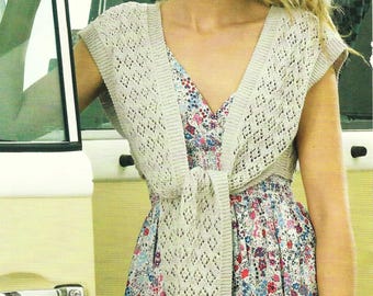 Ladies Tie Front Shrug Womens Lacy Bolero Summer Jacket PDF Knitting Pattern 4ply 32 - 46" Plus Sizes Downloadable