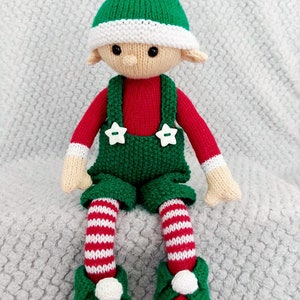 Santa's Helper Evan the Christmas Elf Toy Ornament Decoration PDF Knitting Pattern DK 8 ply Height 46cm Download Posable LH021 image 2