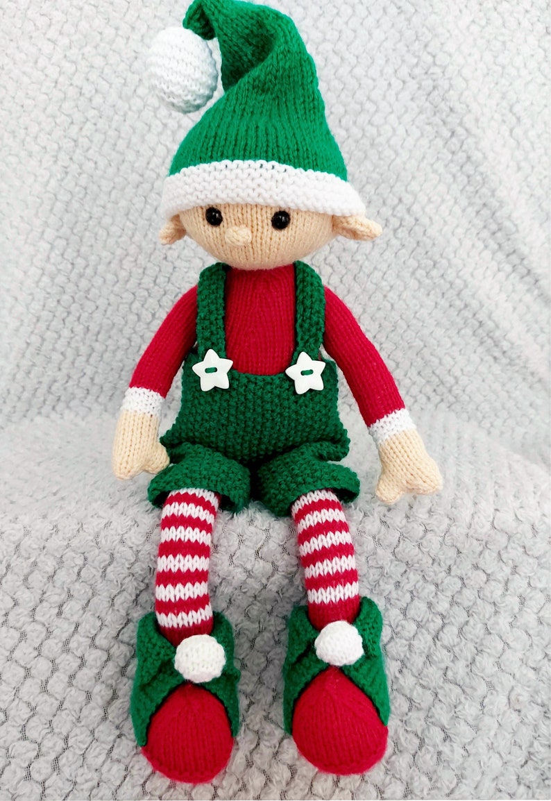 Santa's Helper Evan the Christmas Elf Toy Ornament Decoration PDF Knitting Pattern DK 8 ply Height 46cm Download Posable LH021 image 2
