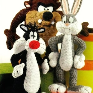Looney Tunes PDF Crochet Pattern Taz Bugs Bunny Soft Toy Sylvester Tweety Pie Bird Aran 10ply Worsted 25 - 48cm  Vintage Downloadable