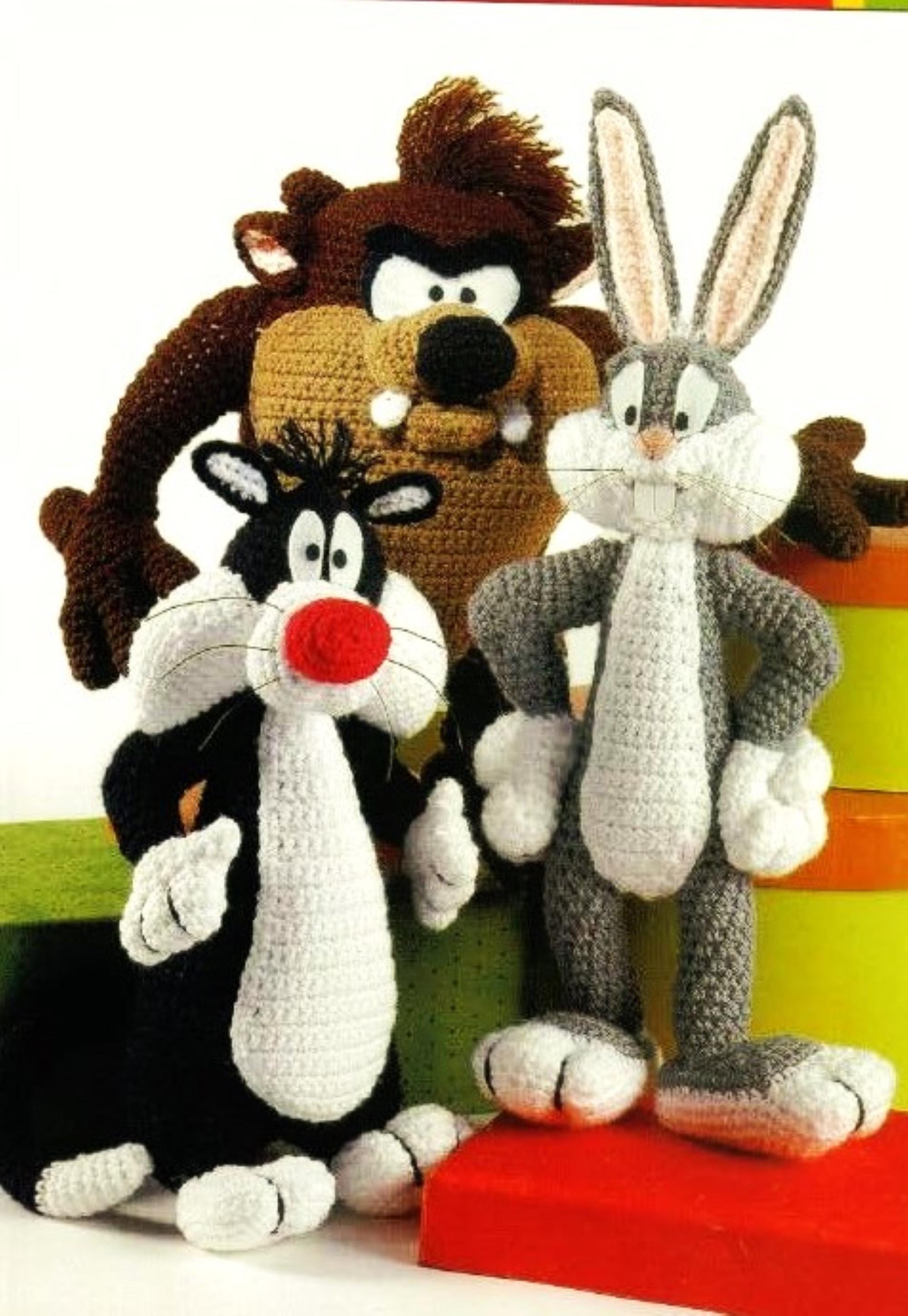 Looney Tunes PDF Crochet Pattern Taz Bugs Bunny Soft Toy Sylvester
