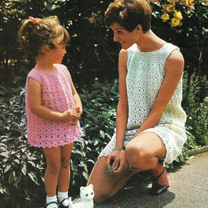 Crochet Pattern PDF Toddler Girls Ladies Sleeveless Sun Dress Womens Lacy Yoked Tunic DK 8ply 22 - 38&quot; Age 1 - Adult Vintage Downloadable