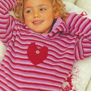 Easy Knit Boys Girls Plain or Striped Hooded Sweater Hoody Roll Neck Jumper PDF Knitting Pattern baby Toddler DK 8ply 18 - 30&quot; 3m - 10 yrs