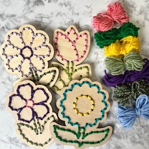 Kit de costura de hilo para niños con flores