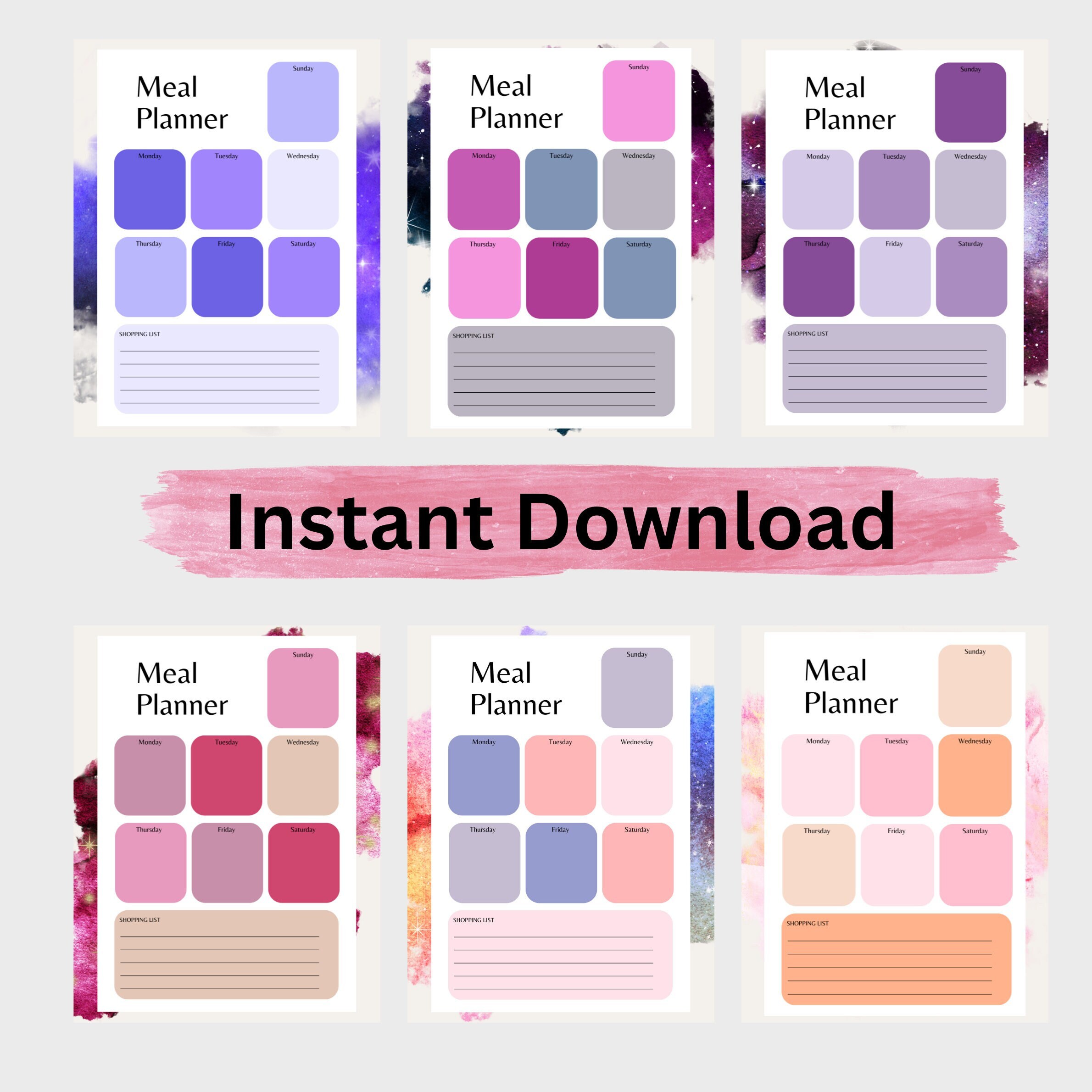 Galaxy Meal Planner | Meal Planner | Printable Editable Planner ...