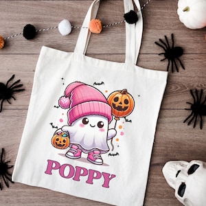 Halloween Candy Tote Bag Personalized Trick or Treat Bag Custom Halloween Trick or Treat Tote Bag Candy Bag Kids Halloween Costume Bag