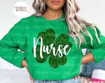 St Patricks Krankenschwester SVG: Kleeblatt, grün Glitzer (Digitaler Download)