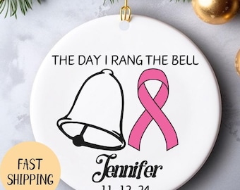 Personalized Cancer Ornament Beat Cancer Keepsake Survivor Christmas Gift Custom Cancer Ring Bell Ornament End of Chemo Gift Cancer Ribbon