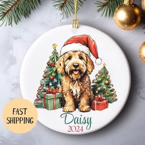 Adorno de Goldendoodle personalizado Adorno navideño de Goldendoodle Regalo de Goldendoodle Adorno con nombre de perro personalizado Recuerdo para amantes de los doodles Nombre de mascota