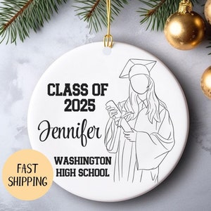Abschlussfeier Ornament Personalisierte Klasse von 2025 Geschenk Benutzerdefinierte Abschlussfeier Weihnachtsverzierung Meister Bachelor Doktorat College High School Grad