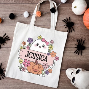 Custom Trick-or-Treat Bag Personalized Halloween Treat Tote Kids Candy Bag Custom Trick or Treat Tote Halloween Goodie Bag Monogrammed Tote