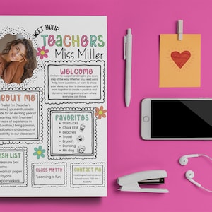 Meet Your Teachers Template Back School Flyer Teacher Introduction Letter Teacher Printable Classroom Newsletter Customizable Teacher Note
