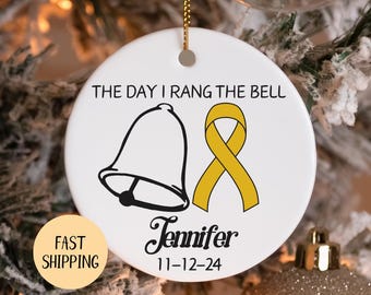 Personalized Cancer Ornament Beat Cancer Keepsake Survivor Christmas Gift Custom Cancer Ring Bell Ornament End of Chemo Gift Cancer Ribbon