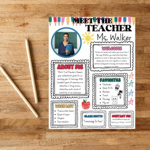 Meet the Teacher Template Back to School Flyer Teacher Introduction Letter Teacher Printable Classroom Newsletter Customizable Teacher Note