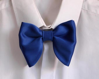 Papillon a farfalla in raso blu reale: papillon da sposo oversize