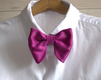 Papillon pre-annodato color magenta oversize / Papillon grande in raso / Abbigliamento formale da uomo