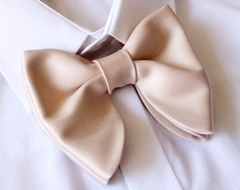 Papillon oversize pre-annodato in raso color champagne beige – Stile matrimonio