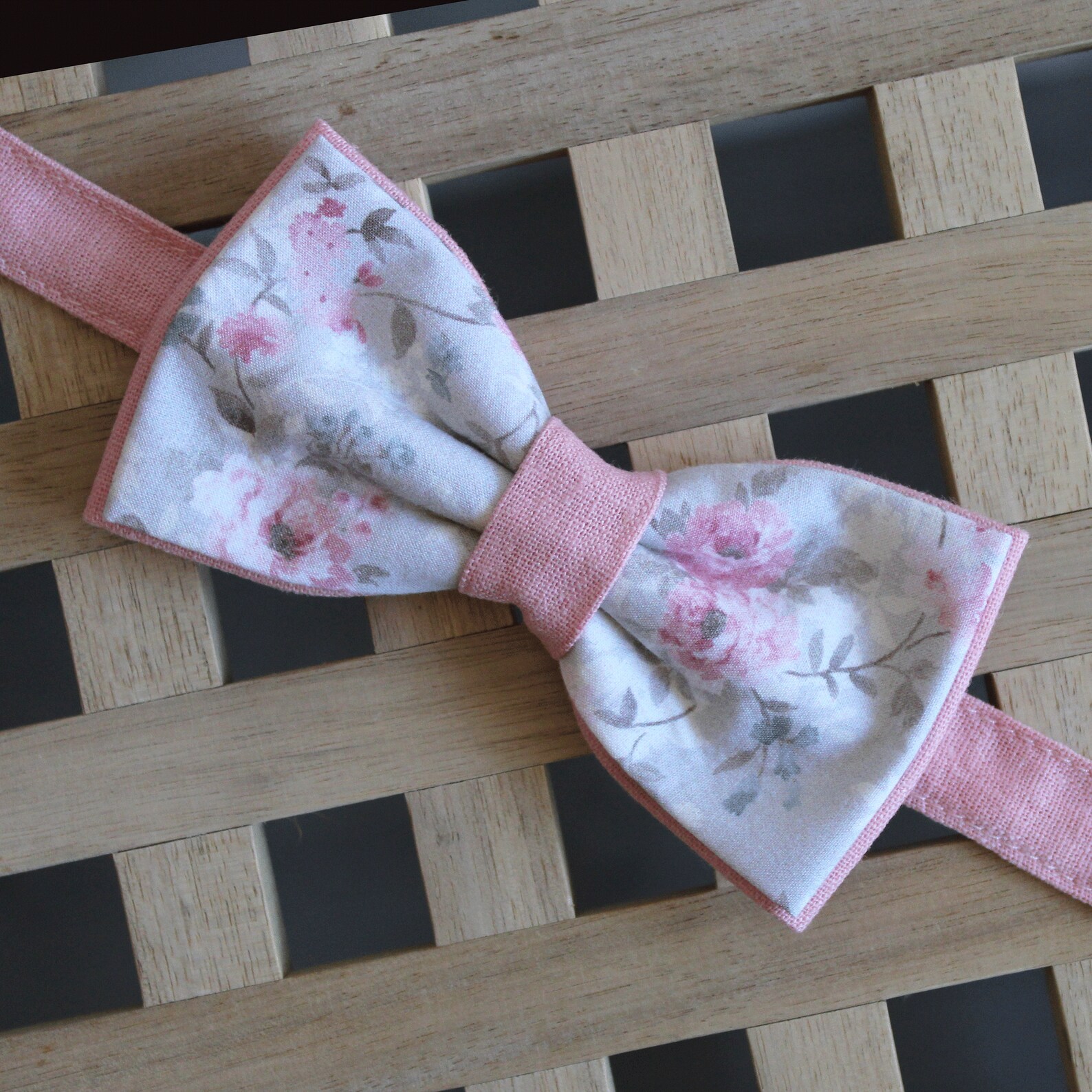 Nœud Papillon Oversize - Floral Roses Vintage - Couleur Rouille - Pour Mariage